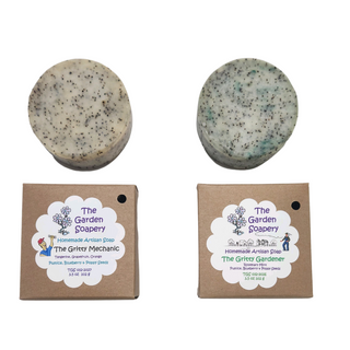 Collection of small batch artisan gritty soaps by The Garden Soapery - handmade natural exfoliating soap bars